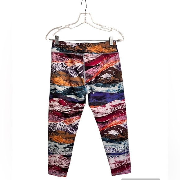 Prana Abstract Print Pull On Crop Yoga Leggings Womens (L) Elastic Waist - Picture 1 of 6